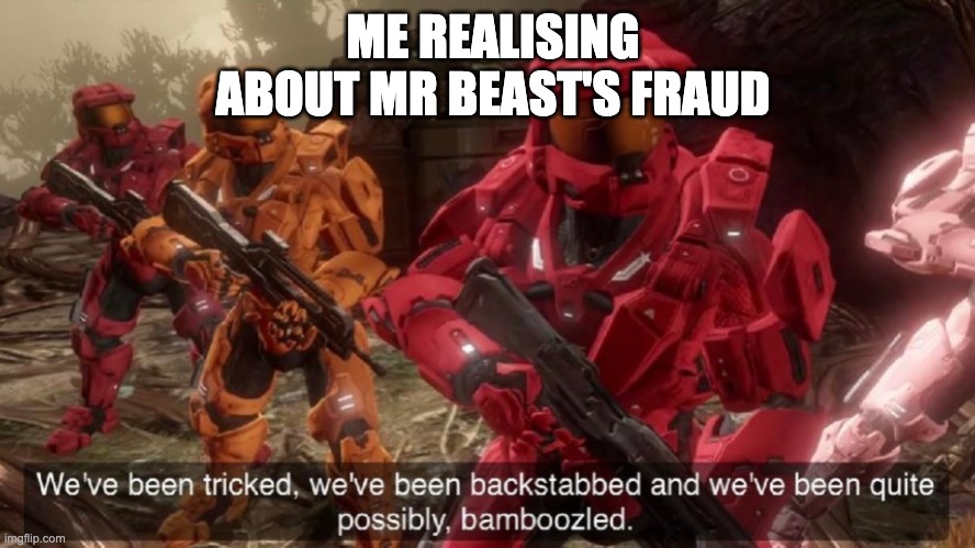 what are you guy's opinions on the mr beast situation? | ME REALISING ABOUT MR BEAST'S FRAUD | image tagged in we've been tricked,mr beast,opinions | made w/ Imgflip meme maker