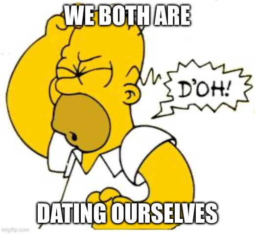 homer doh | WE BOTH ARE DATING OURSELVES | image tagged in homer doh | made w/ Imgflip meme maker