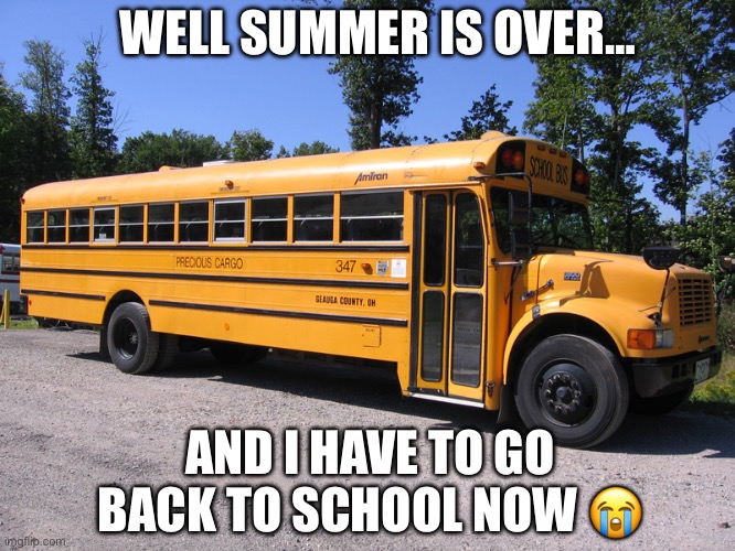 It was sure nice while it lasted | WELL SUMMER IS OVER…; AND I HAVE TO GO BACK TO SCHOOL NOW 😭 | image tagged in back to school,school,10th grade,help | made w/ Imgflip meme maker