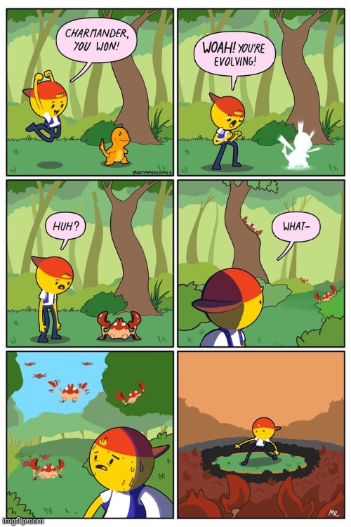 Charmander evolving into a crab | image tagged in charmander,evolution,crab,crabs,comics,comics/cartoons | made w/ Imgflip meme maker