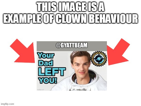 This image is a example of clown behaviour | image tagged in this image is a example of clown behaviour | made w/ Imgflip meme maker