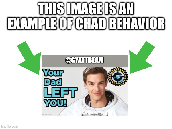 This image is an example of chad behavior | image tagged in this image is an example of chad behavior | made w/ Imgflip meme maker