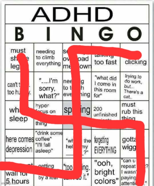 adhd bingo | image tagged in adhd bingo | made w/ Imgflip meme maker