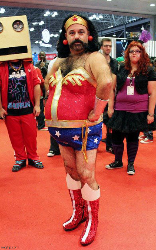 Wonder Woman fat man male beard | image tagged in wonder woman fat man male beard | made w/ Imgflip meme maker