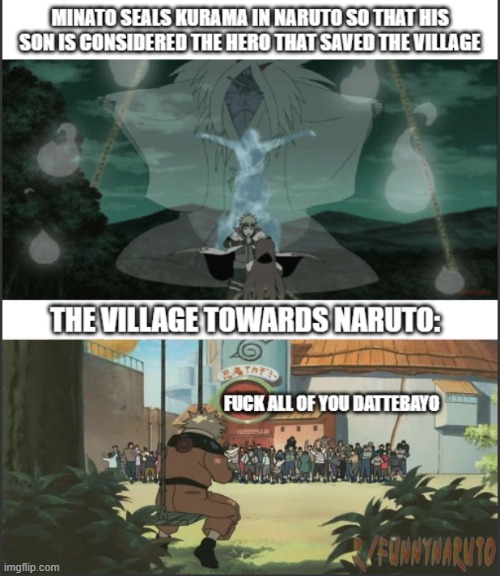 Thanks for nothing! | image tagged in naruto,kurama,nine tails,hidden leaf village,minato | made w/ Imgflip meme maker