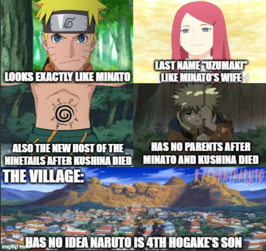 Maybe it's just a coincidence | image tagged in naruto,kurama,ninetails,kushina,minato,hokage | made w/ Imgflip meme maker