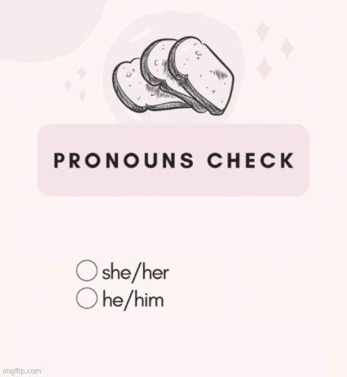 Fixed it | image tagged in accurate pronouns check | made w/ Imgflip meme maker