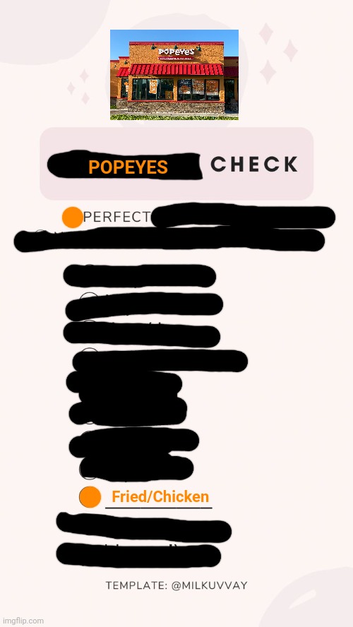 Fried chicken | POPEYES; Fried/Chicken | image tagged in pronoun check,popeyes check instead | made w/ Imgflip meme maker