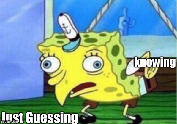 Mocking Spongebob Meme | knowing Just Guessing | image tagged in memes,mocking spongebob | made w/ Imgflip meme maker