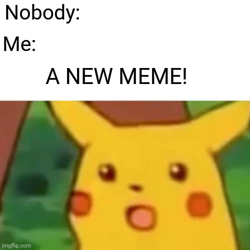 Woah! | Nobody:; Me:; A NEW MEME! | image tagged in memes,surprised pikachu | made w/ Imgflip meme maker