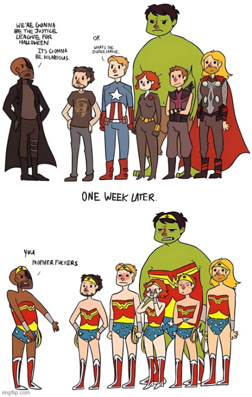 Costume Party | image tagged in marvel,avengers | made w/ Imgflip meme maker