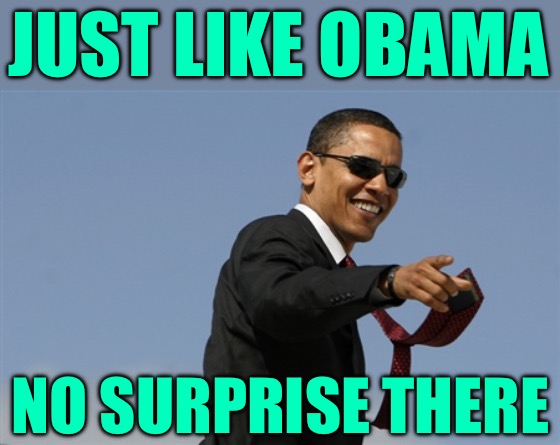 Cool Obama Meme | JUST LIKE OBAMA NO SURPRISE THERE | image tagged in memes,cool obama | made w/ Imgflip meme maker