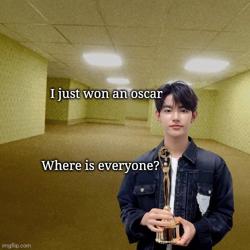 Zhang Hao in the Backrooms | I just won an oscar; Where is everyone? | image tagged in backrooms | made w/ Imgflip meme maker