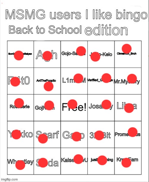 Msmg Users I like Bingo Back To School | image tagged in msmg users i like bingo back to school | made w/ Imgflip meme maker