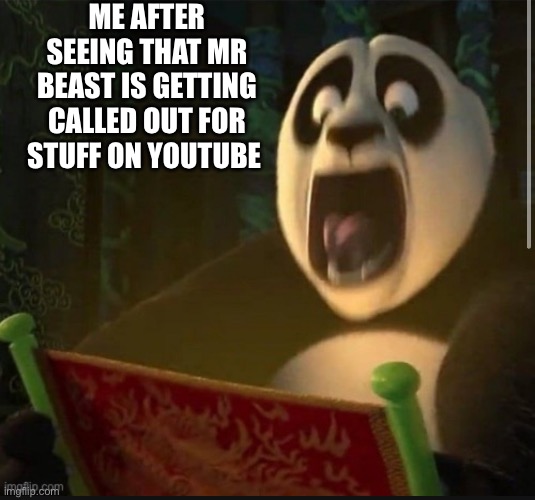 My honest reaction | ME AFTER SEEING THAT MR BEAST IS GETTING CALLED OUT FOR STUFF ON YOUTUBE | image tagged in king fu panda,mr beast | made w/ Imgflip meme maker