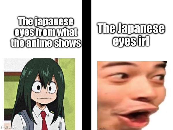 Some of you may relate | The Japanese eyes irl; The japanese eyes from what the anime shows | image tagged in anime,japan | made w/ Imgflip meme maker