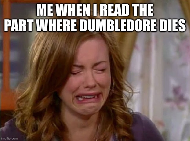 :( | ME WHEN I READ THE PART WHERE DUMBLEDORE DIES | image tagged in sobbing face | made w/ Imgflip meme maker