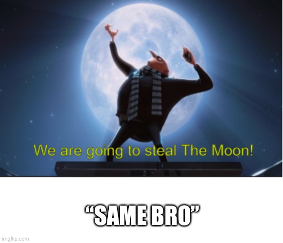 “SAME BRO” | image tagged in we are going to steal the moon,whiteboard | made w/ Imgflip meme maker