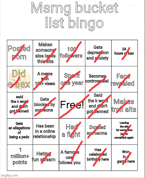 Msmg bucket list bingo | image tagged in msmg bucket list bingo | made w/ Imgflip meme maker