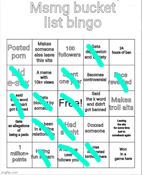 hOyA | image tagged in msmg bucket list bingo | made w/ Imgflip meme maker