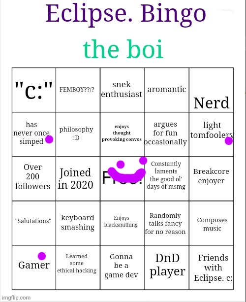 image tagged in eclipse bingo | made w/ Imgflip meme maker