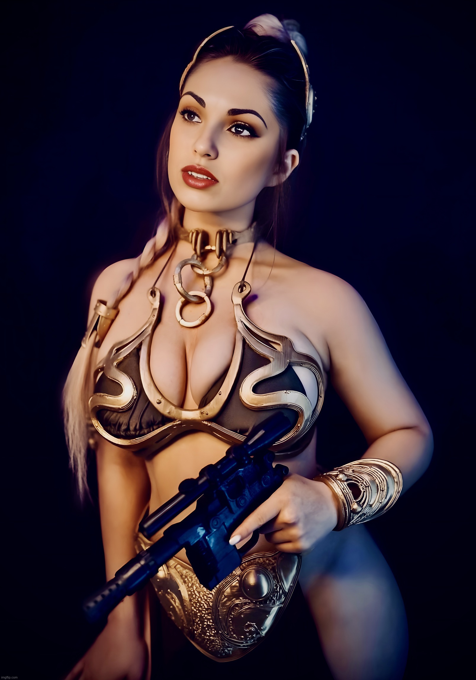 Slave Leia Cosplay | image tagged in slave leia,cosplay,star wars,girls with guns,princess leia | made w/ Imgflip meme maker