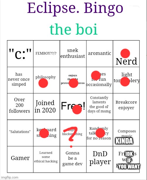 Eclipse. Bingo | KINDA; IDK IF YOU WANT | image tagged in eclipse bingo | made w/ Imgflip meme maker