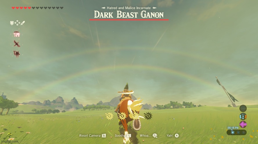 A glimmer of hope in a dire situation | image tagged in msmg,botw,zelda,rainbow,final boss | made w/ Imgflip meme maker