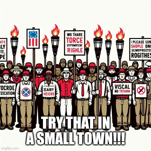 Does it look right, MAGA? | TRY THAT IN A SMALL TOWN!!! | image tagged in does it look right maga | made w/ Imgflip meme maker