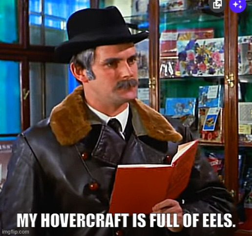 MY HOVERCRAFT IS FULL OF EELS. | image tagged in funny | made w/ Imgflip meme maker