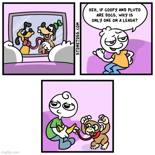 Dogs | image tagged in goofy,pluto,leash,stonetoss,comics,comics/cartoons | made w/ Imgflip meme maker