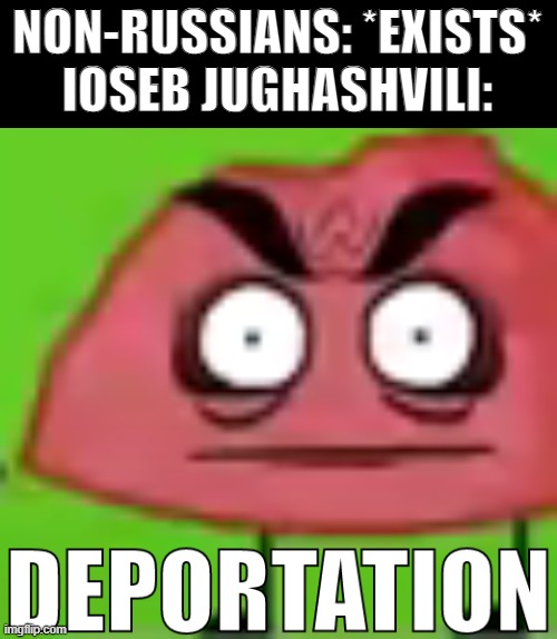 If you don't know, Ioseb Jughashvili was old name for Joseph Stalin. | NON-RUSSIANS: *EXISTS*
IOSEB JUGHASHVILI: | image tagged in deportation,non-russians,stalin,oh wow are you actually reading these tags | made w/ Imgflip meme maker