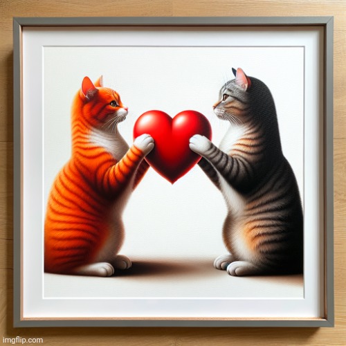 two cats holding a heart | image tagged in two cats holding a heart | made w/ Imgflip meme maker