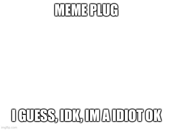 MEME PLUG; I GUESS, IDK, IM A IDIOT OK | made w/ Imgflip meme maker