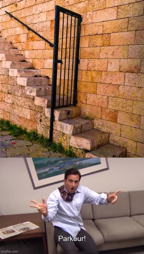 Just goes to the stair steps | image tagged in parkour,stairs,stair,you had one job,memes,bricks | made w/ Imgflip meme maker