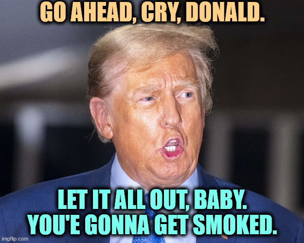 GO AHEAD, CRY, DONALD. LET IT ALL OUT, BABY. YOU'E GONNA GET SMOKED. | image tagged in trump,loser,crybaby,snowflake,disaster | made w/ Imgflip meme maker