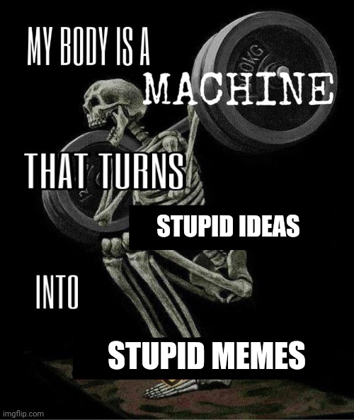 My body is machine | STUPID IDEAS; STUPID MEMES | image tagged in my body is machine | made w/ Imgflip meme maker
