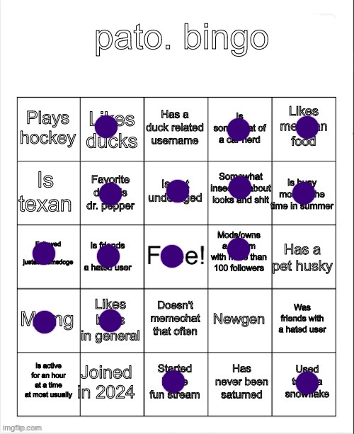 pato. bingo | image tagged in pato bingo | made w/ Imgflip meme maker