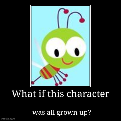 What if this character was all grown up? | What if this character | was all grown up? | image tagged in funny,memes,demotivationals,what if this character,choopies | made w/ Imgflip demotivational maker