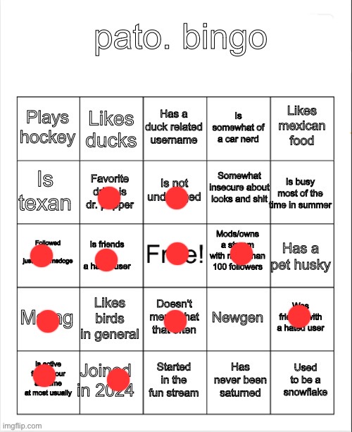 pato. bingo | image tagged in pato bingo | made w/ Imgflip meme maker