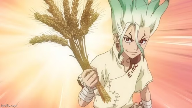 senku with wheat | made w/ Imgflip meme maker