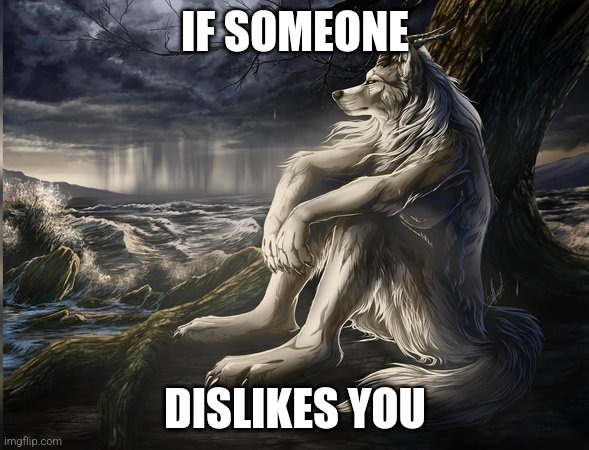 Melancholic Werewolf | IF SOMEONE; DISLIKES YOU | image tagged in melancholic werewolf,memes | made w/ Imgflip meme maker