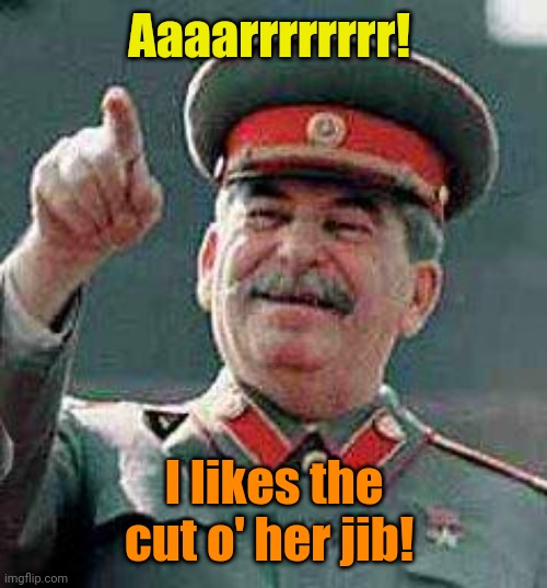 Stalin says | Aaaarrrrrrrr! I likes the cut o' her jib! | image tagged in stalin says | made w/ Imgflip meme maker