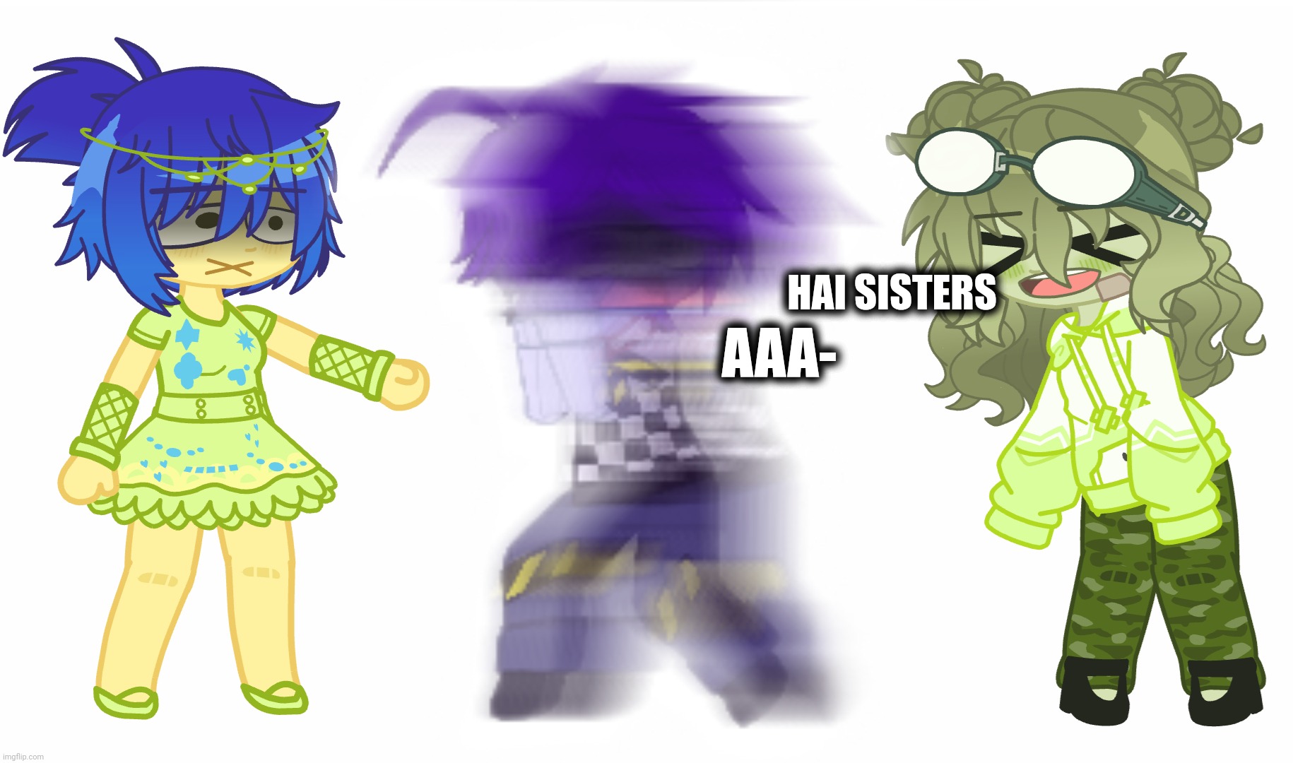 NEW INSIDE OUT OC!!!!! | HAI SISTERS; AAA- | image tagged in inside out,oc,joy,fear,chaos | made w/ Imgflip meme maker