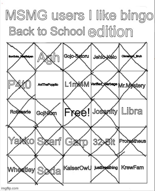 Msmg Users I like Bingo Back To School | image tagged in msmg users i like bingo back to school | made w/ Imgflip meme maker