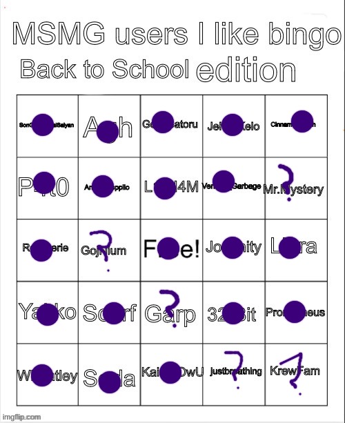 Msmg Users I like Bingo Back To School | image tagged in msmg users i like bingo back to school | made w/ Imgflip meme maker