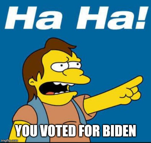 Nelson Laugh Old | YOU VOTED FOR BIDEN | image tagged in nelson laugh old | made w/ Imgflip meme maker