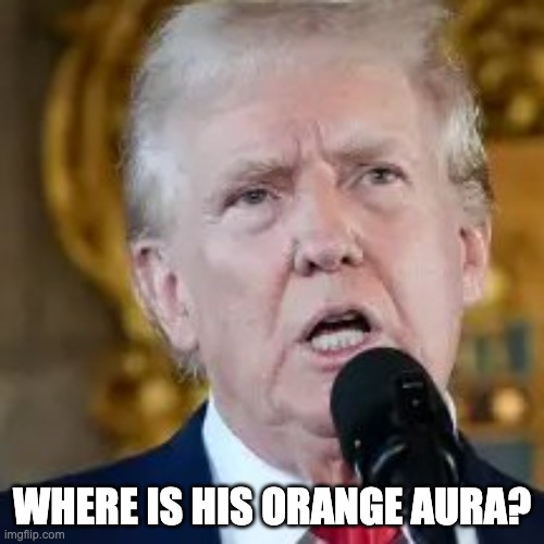 WHERE IS HIS ORANGE AURA? | image tagged in donald trump | made w/ Imgflip meme maker