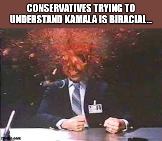 Maga boom | CONSERVATIVES TRYING TO UNDERSTAND KAMALA IS BIRACIAL... | image tagged in conservative,maga,kamala harris,trump,nevertrump,trump supporter | made w/ Imgflip meme maker