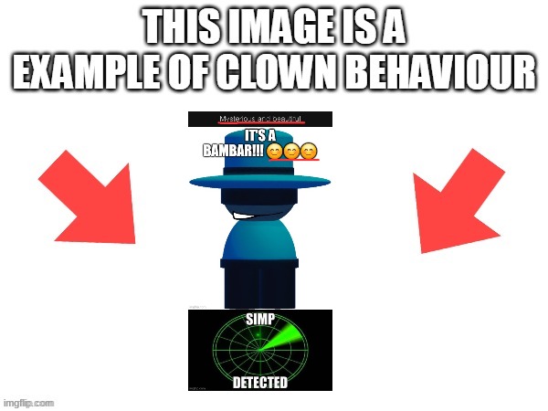 image tagged in this image is a example of clown behaviour | made w/ Imgflip meme maker